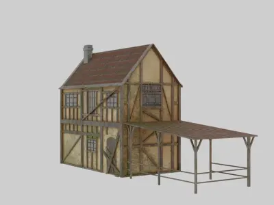 Medieval House Low-poly 3D model shop