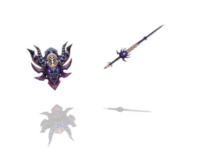 Demon - Sword and Shield Low-poly 3D model