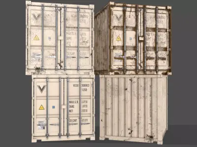 PBR 10 ft Storage Container - White Low-poly 3D model