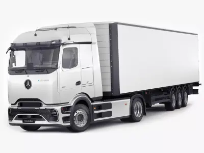 Mercedes eActros 600 with trailer 3D model