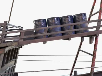 Trawler Fishing Vessel LOD Game Ready Rigged Low-poly 3D model
