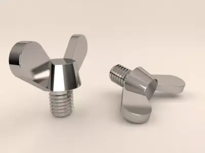 3D Wing screw round wings DIN 316 Orijinal Size ready to print 3D print model