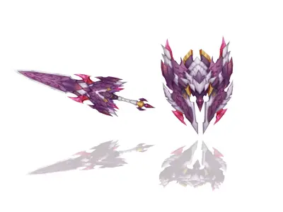 Demon Lord Sword and Shield Low-poly 3D model