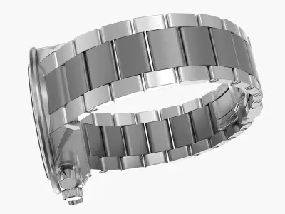 Chronometer Wrist Watch Steel Bracelet White Dial 3D model