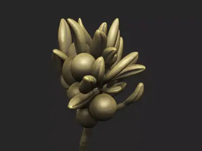 Olive branch for 3D printing - leave plant branch forest grass 3D print model