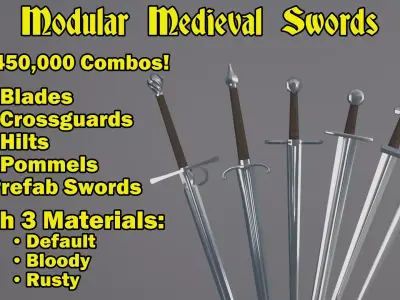 Medieval Modular Swords Pack Low-poly 3D model purchase
