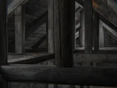 Old Wooden Medieval Building Shed 4 Low-poly 3D model