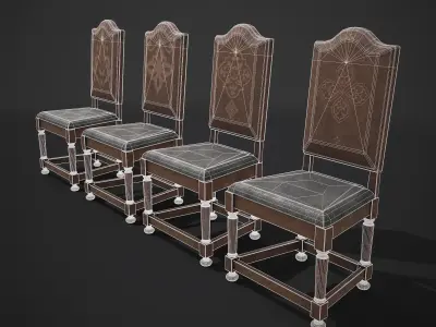 Elegant High Chair Low-poly 3D model