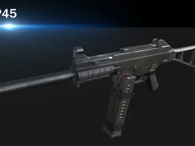 UMP45 gun Low-poly 3D model