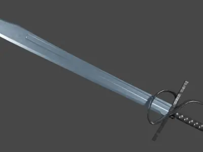 Grossmesser sword with Flamberge handle Low-poly 3D model