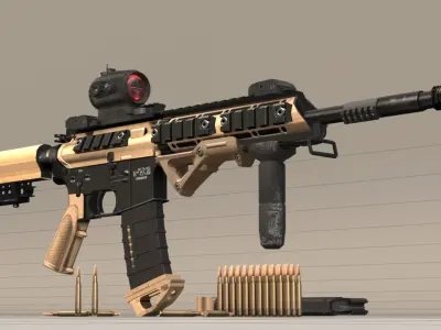 Rifle model AR15 Low-poly 3D model