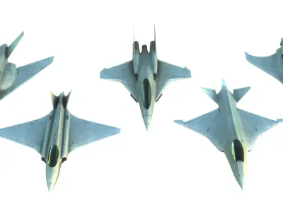Sci-Fi Jet Ships Collection Low-poly 3D model