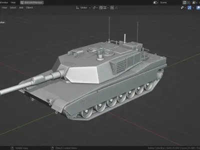 Abrams m1a2 TANK BASE MESH Low-poly 3D model