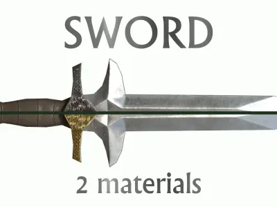 Sword Game Ready PBR Realistic medieval melee weapon Low-poly 3D model