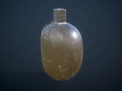 Old Military Flask 3D model