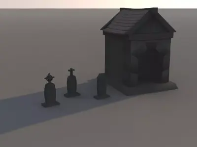 tombstone graveyard with tombstones Low-poly 3D model