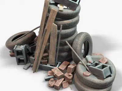 Debris Groundfill Junk Trash Kit Game Ready Low-poly 3D model
