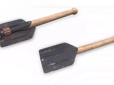 WW2 German Military Folding Shovel Low-poly PBR Low-poly 3D model