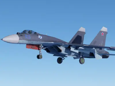 Soukhoi Su-33 Fully-Rigged Animated Game Ready Low-poly 3D model