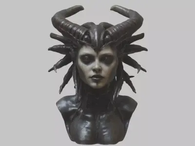HR Giger Woman Scifi Head Bust Female Girl Alien Low-poly 3D model