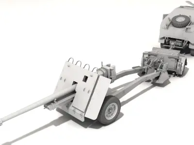 Morris QUAD with ordnance QF17 pounder gun 3D model