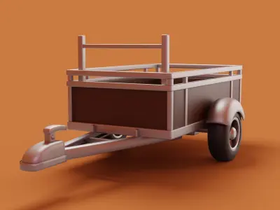 Cartoon trailer car Low-poly 3D model