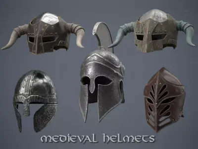 Medieval Helmets 3D Model Pack purchase