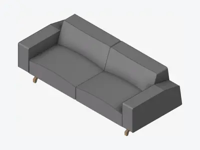 Seat - Sofa - Simplicity - Cosy - Double Low-poly 3D model