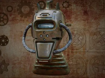Steampunk Robot Head Low-poly 3D model