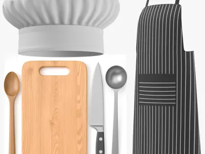Chef Uniform And Tools Collection 3D model