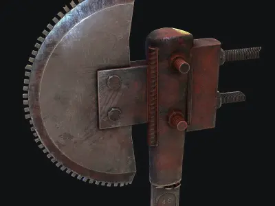 Steampunk Axe Low-poly 3D model