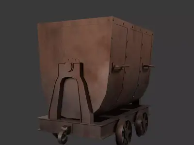 Metal Mine Cart Low-poly 3D model