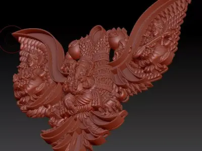 Royal Gandaberunda Mythological Bird Relief Design 3D print model