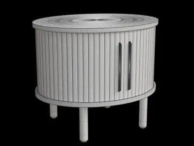 Slatted Oak Bedside Table 3D model