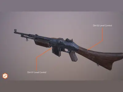 World War II - Browning wz 1928 - PBR and Game Ready Low-poly 3D model