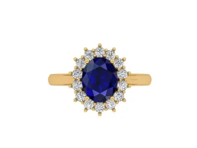 Oval Solitaire Ring 3D print model 20