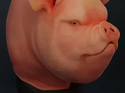 Pig bust sculpture 3D model