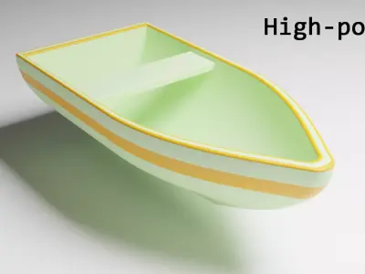 Boat with seat in ocean Low-poly 3D model