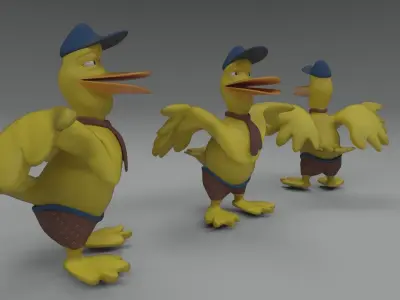 Ducky the Duck Cartoon Model Low-poly 3D model