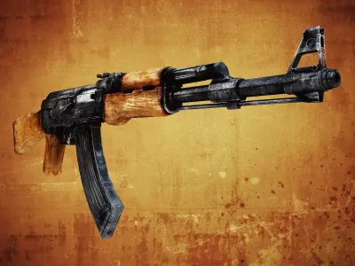 AK47 Assault rifle low poly  Low-poly 3D model