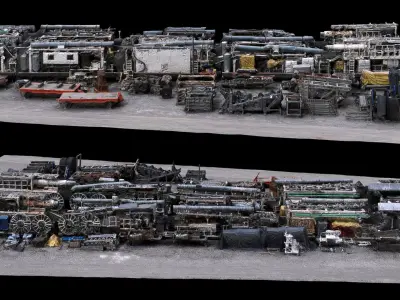 construction-site machinery scrapyard terrain photogrammetry Low-poly 3D model