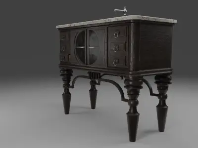 victorian art style sink Low-poly 3D model