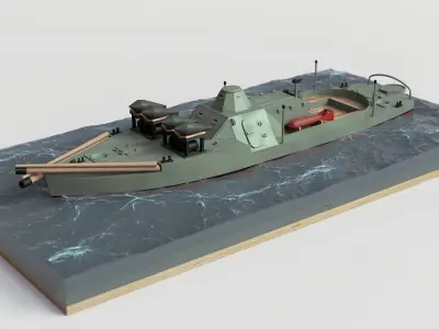 Old Small Armored River MineSweper 3D model