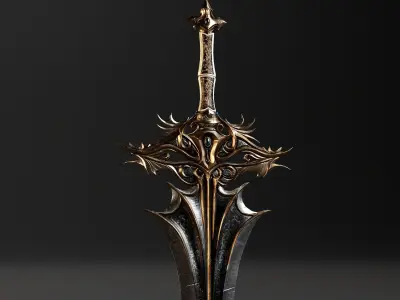 High Paladin Sword  Low-poly 3D model