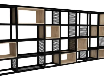 Industrial Metal Wooden Shelf 3D model