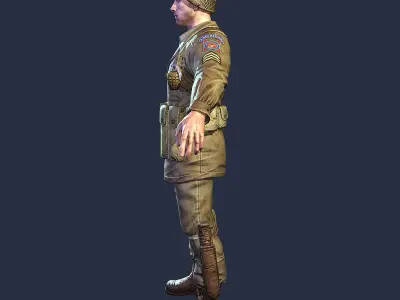 American Soldier World War Low Poly Low-poly 3D model