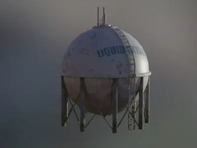Liquid oxygen spherical storage tank 3D model