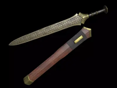 Fantasy Ancient Chinese Sword Low-poly 3D model