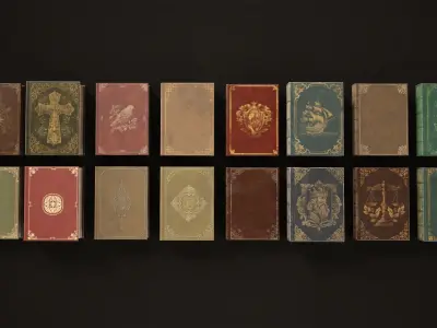 Set Vintage Books Low-poly 3D model