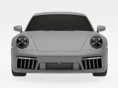 Modern Sports Coupe in Matte Grey Low-poly 3D model